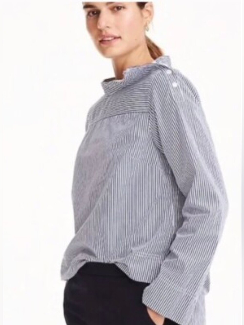 J.Crew Funnel Neck Stripe Shirt Size 6